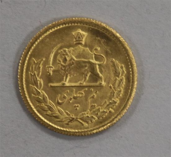 An Iranian Half Pahlavi gold coin, 4.06g, GVF